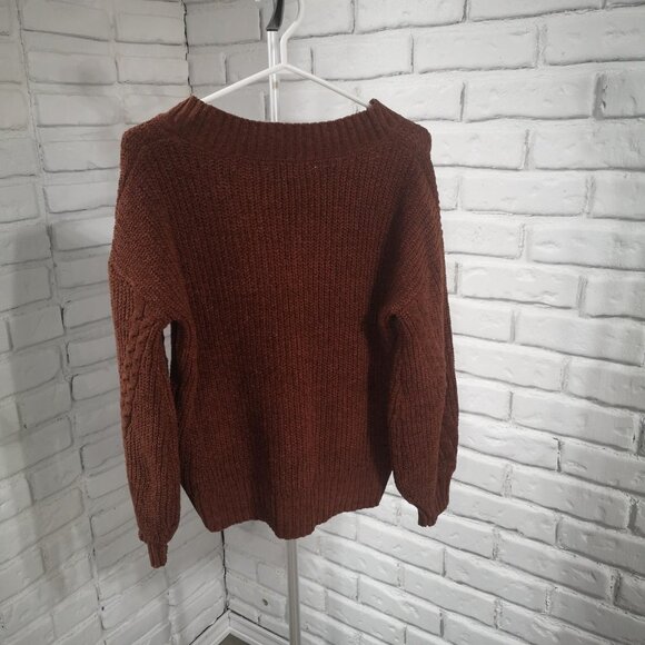 Wild Skye Ladies Rust Color V-neck Chenille Sweater - Picture 2 of 10